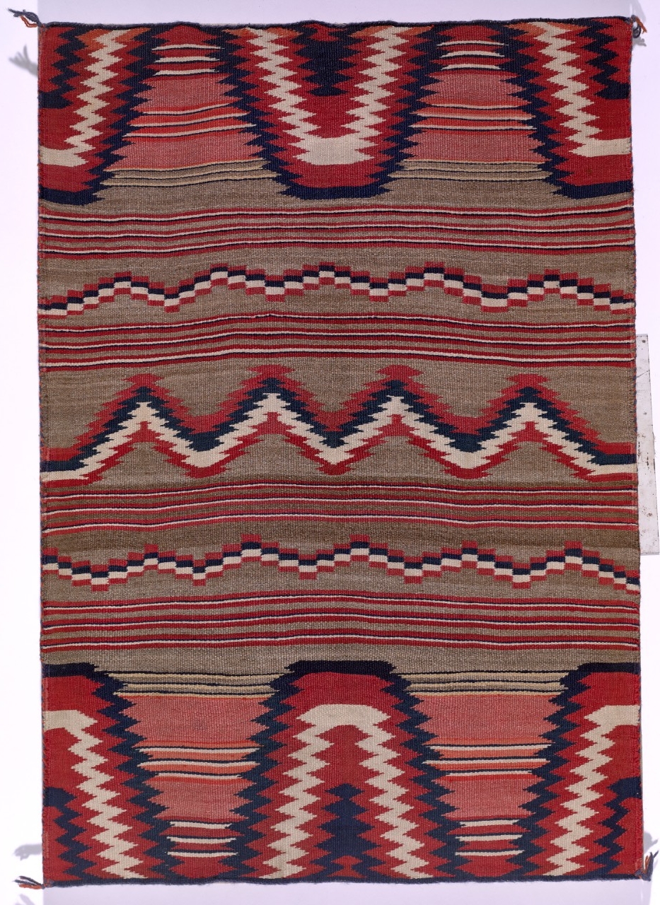 Unidentified Navajo (Diné) artist, Child's Blanket, 1870-1880, wool yarn with natural and aniline dyes Unidentified Navajo (Diné) artist, Child's Blanket, 1870-1880, wool yarn with natural and aniline dyes